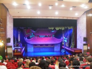 Inside the water puppet theater.