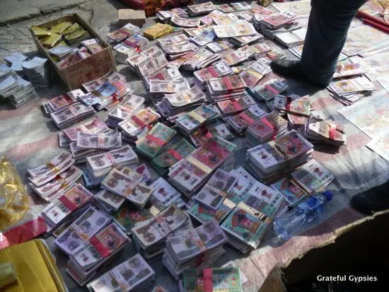 Fake money to be burned for Tomb Sweeping Day.