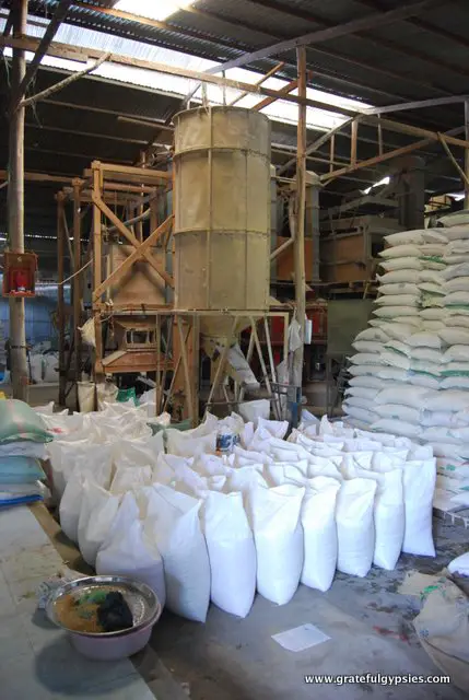Inside of a Vietnamese rice factory.