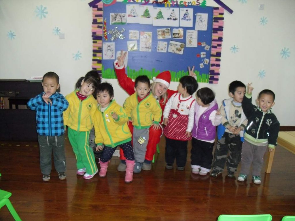 When you teach English in China, it's OK to dress up like Santa.